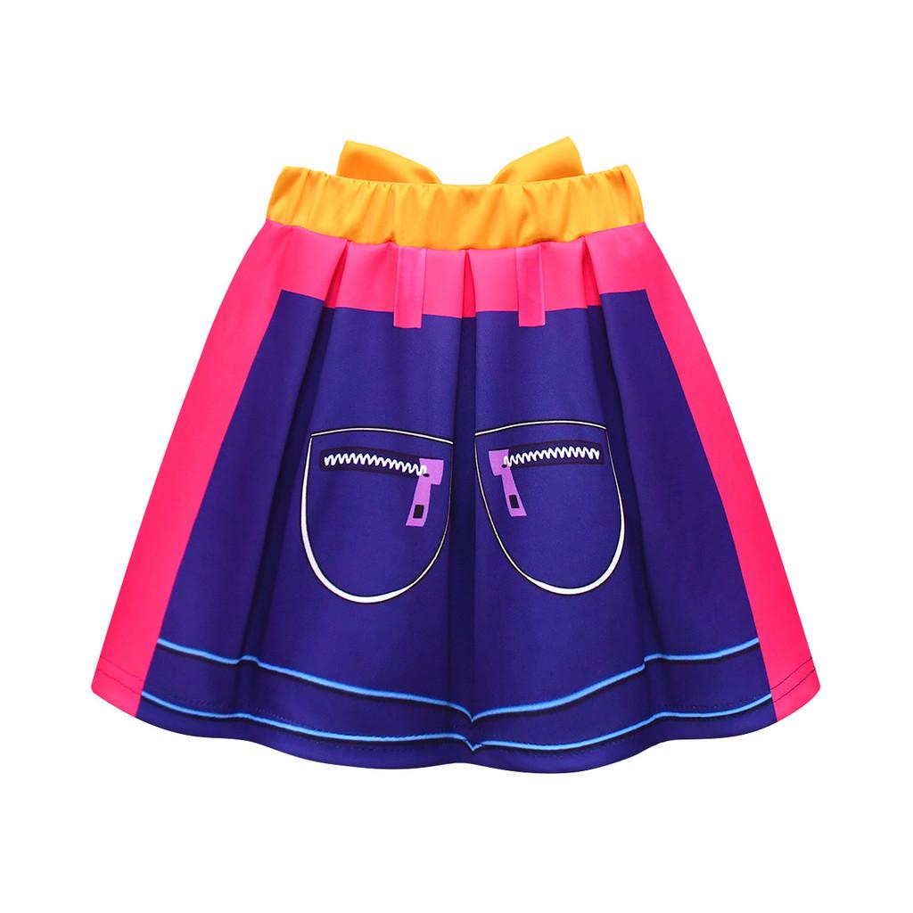 Kinder Mädchen Anime Cartoon POP Sängerin Superstar Print T-Shirt Rock Tasche Set Outfit Rollenspiel Halloween Cosplay Kostüme