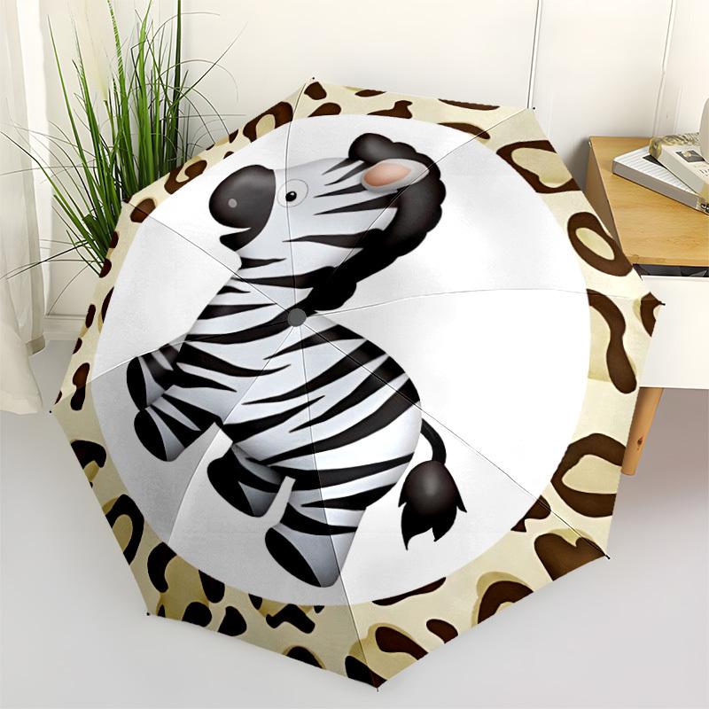 

1pc Zebra Print Automatic Opening and Closing Folding Umbrella with 8 Iron Ribs - Portable, Foldable for Travel yy251124131