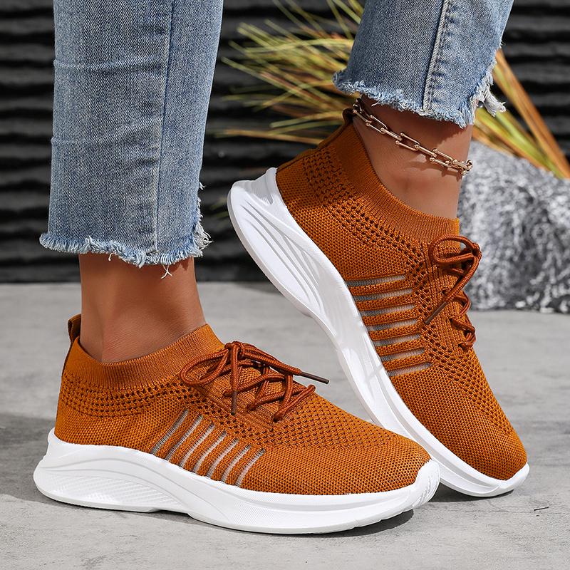 Fashion Breathable Knit Platform Sneakers for Women Lightweight Non Slip Running Shoes Woman Comfortable Soft Sole Slip On Sports Shoes