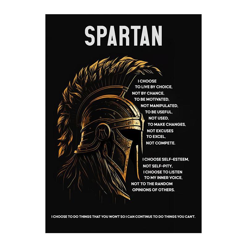 Warrior Motivational Quote Canvas Painting Posters Print Armored Spartan Inspirational Pictures Living Room Wall Art Home Decor