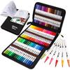 M ZSCM Color Pen 60-Color Set, Watercolor Brush, Artist Brush, Fine Tip, Dual Tip, Art Marker Pen Set, Paintbrush, Coloring Book, Office Supplies, Sta