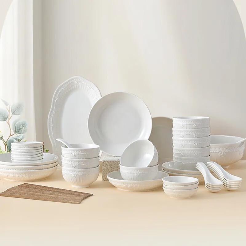 PHMI Shared Time 51-Piece Minimalist Ceramic Dinnerware Set