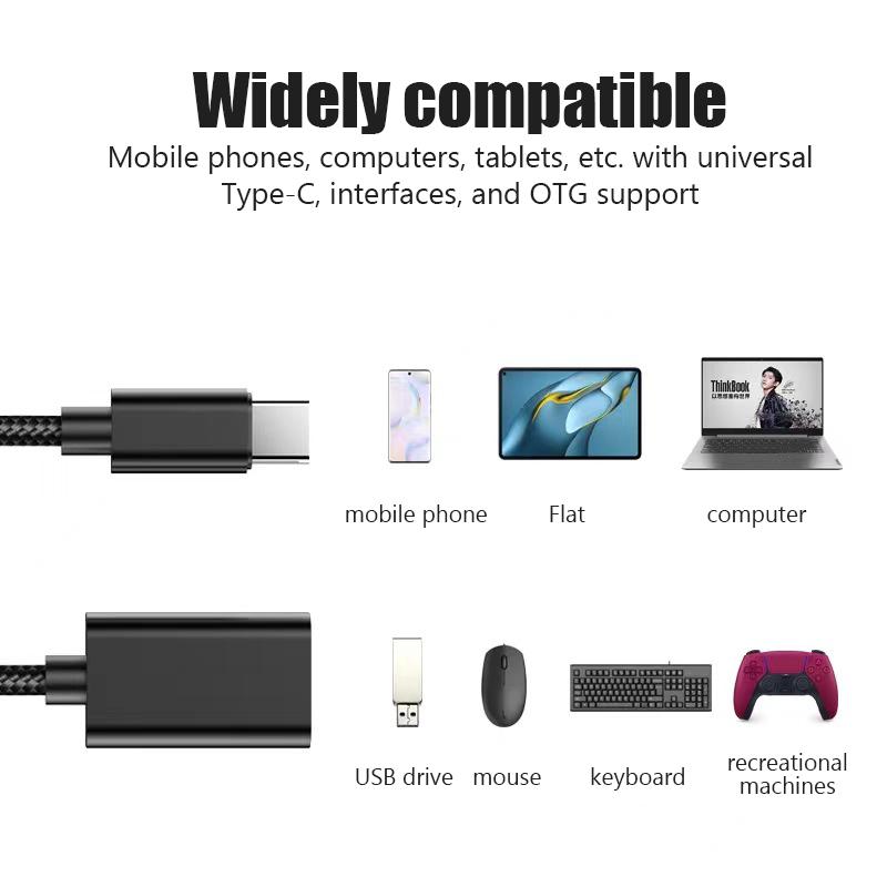 Type-C USB 3.0 OTG Adapter Cable for Samsung S20 S10+ Xiaomi Mi 11 Android MacBook Mouse Gamepad Tablet PC Type C OTG USB Cable