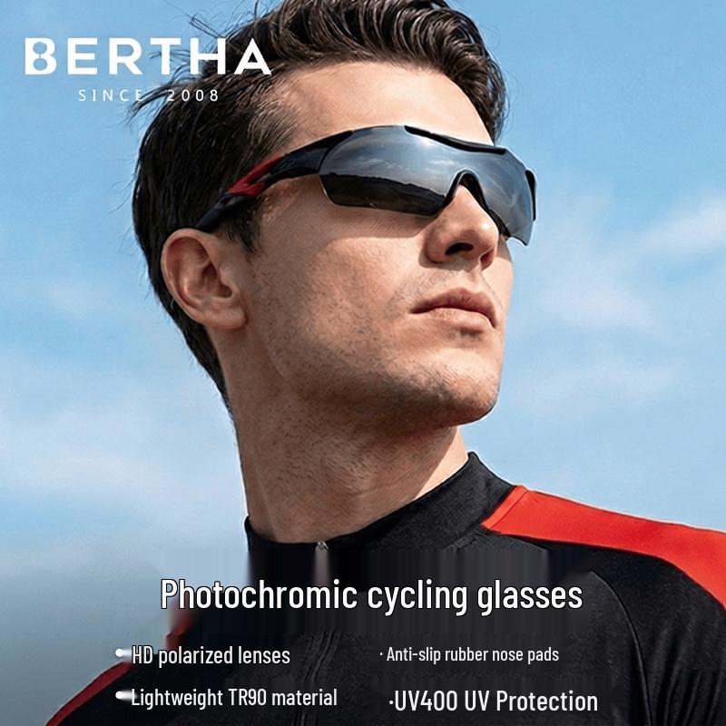 Bertha Photochromic Polarized Sports Cycling Sunglasses One Size