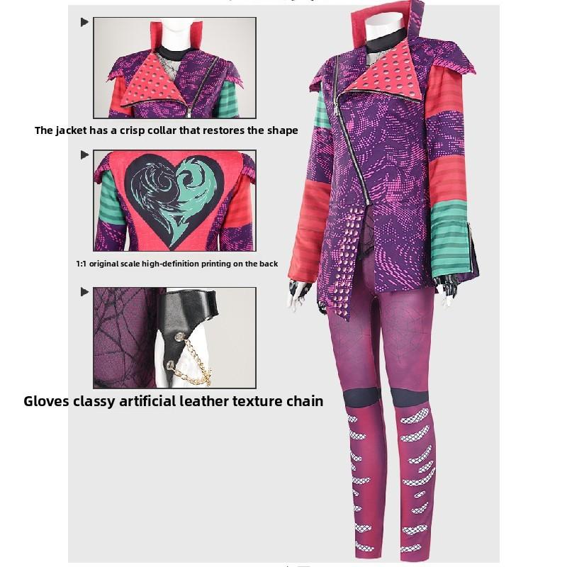 Descendants 3 Mal Cosplay Body z polyesterové směsi pro Halloweenskou tematickou kostýmovou párty