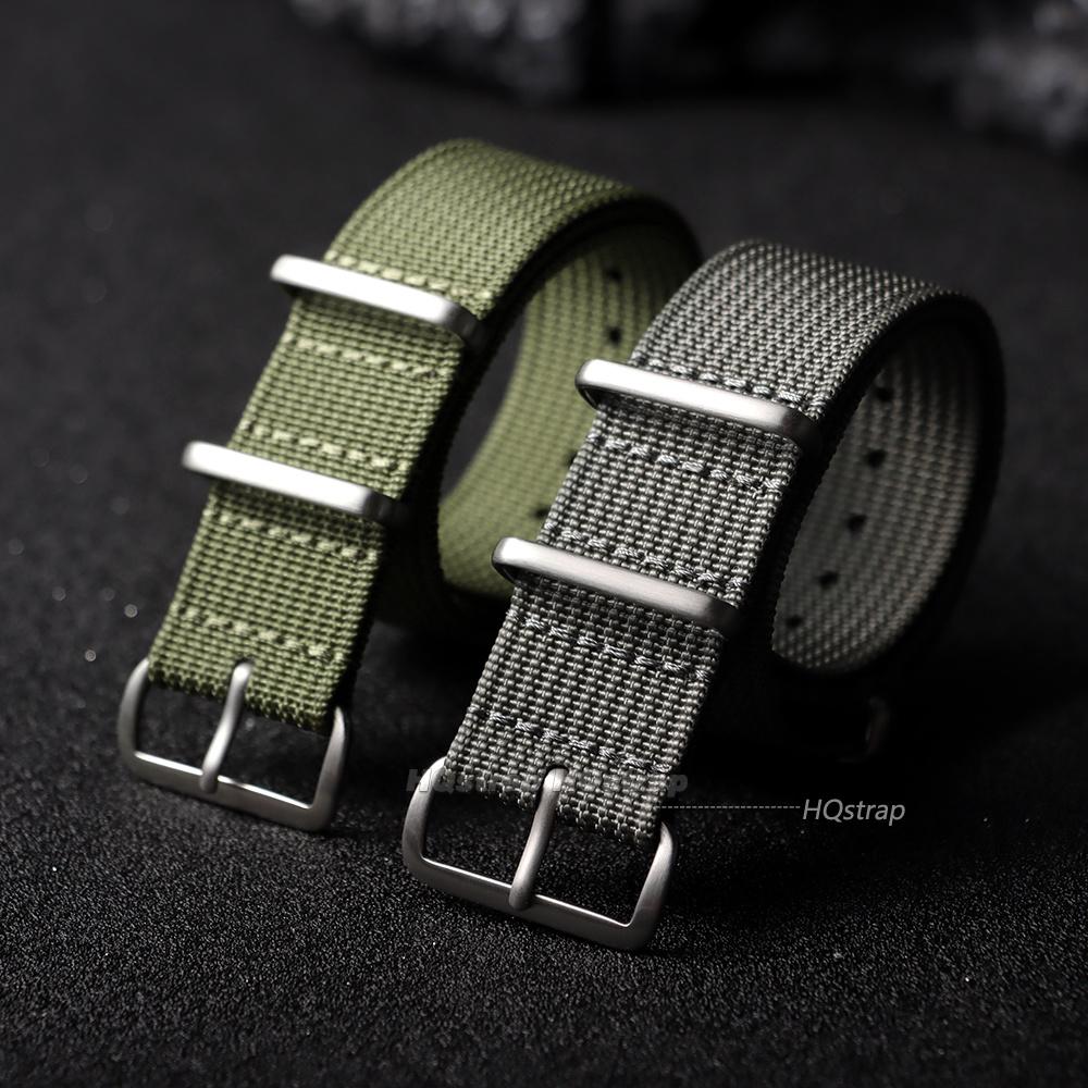 Quality Nylon Watch Strap for Smartwatch Silver Ring Buckle 18mm 19mm 20mm 22mm Man Women Ribbed Braid Replace Watch Accessories