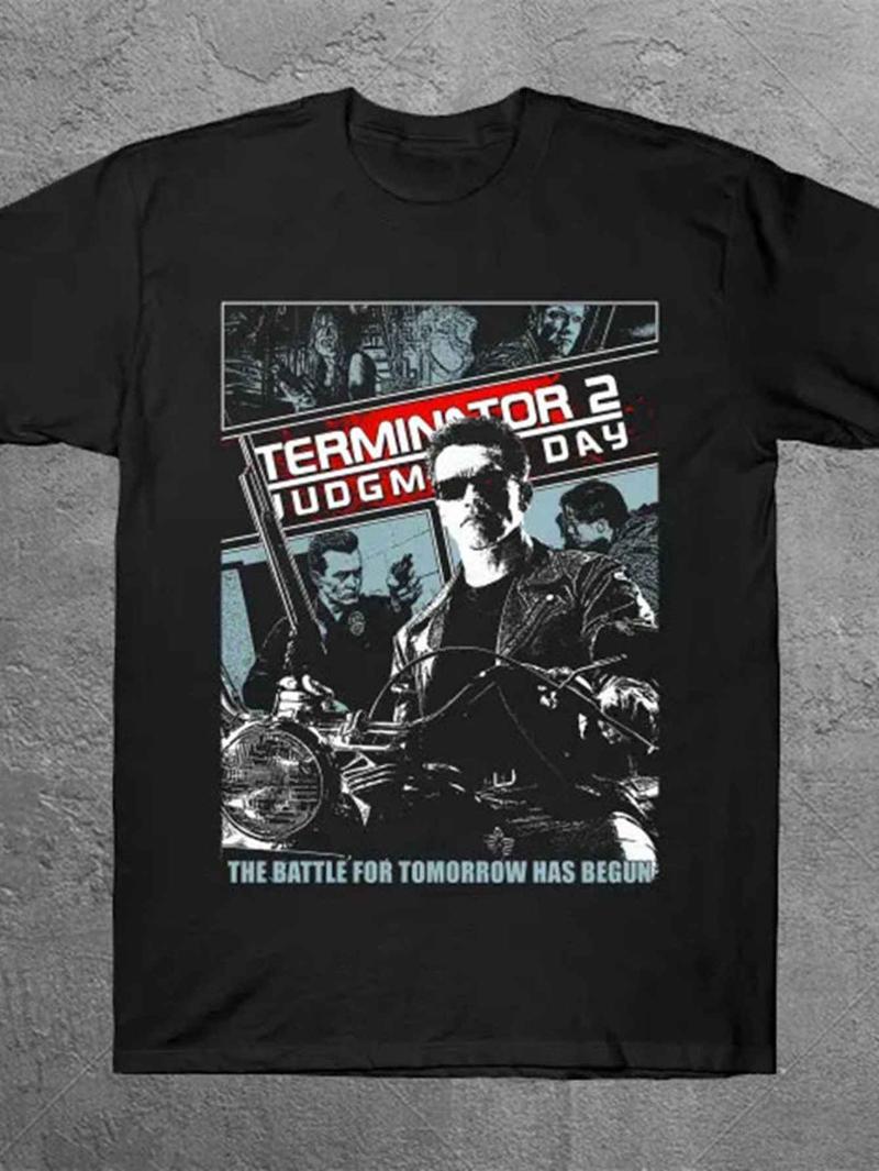 Unisexs Terminator  JudgUnisext Day Tshirt  Classic movie print and slogan Tomorrows War Has Started S