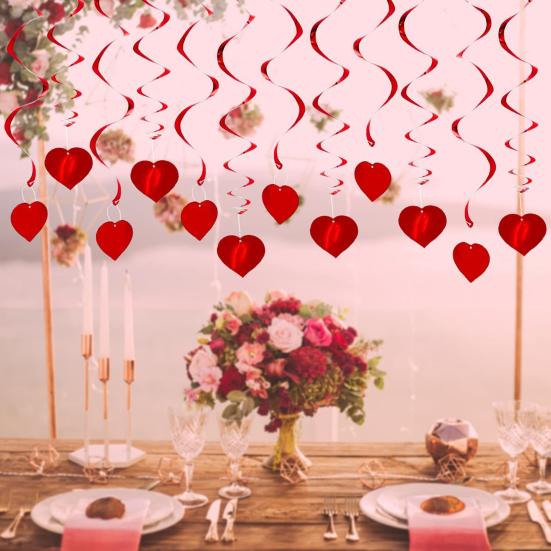 6 Teile/satz Gut aussehende Herz Szene Layout Ornamente Reflektierende Dekorative Wiederverwendbare Valentinstag Ornamente für Party