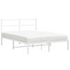 Metal Bed Frame with Headboard White 135 x 190 cm