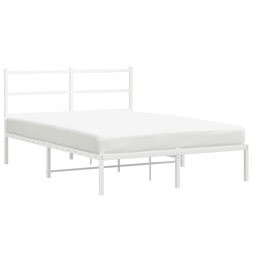 Metal Bed Frame with Headboard White 135 x 190 cm
