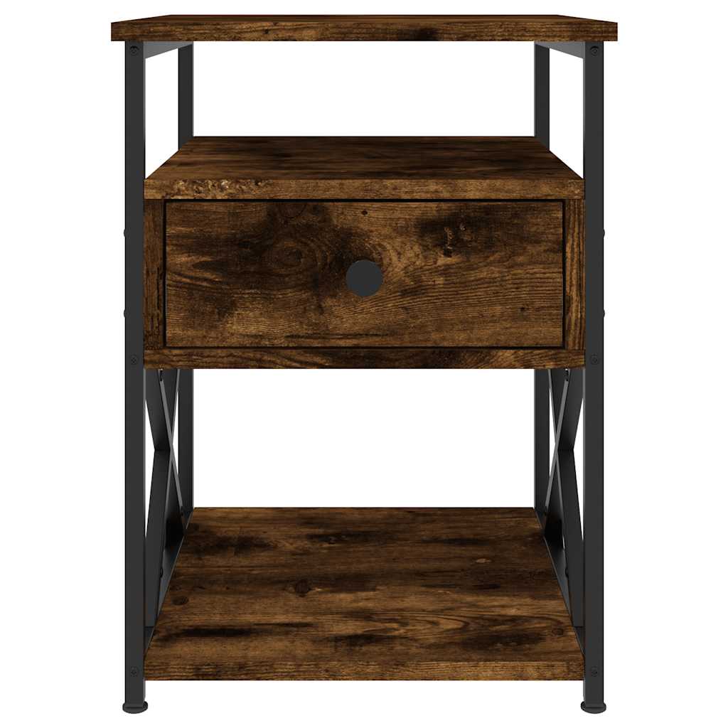 Nightstand Smoked Oak 40x42x55 Cm Engineered Wood
