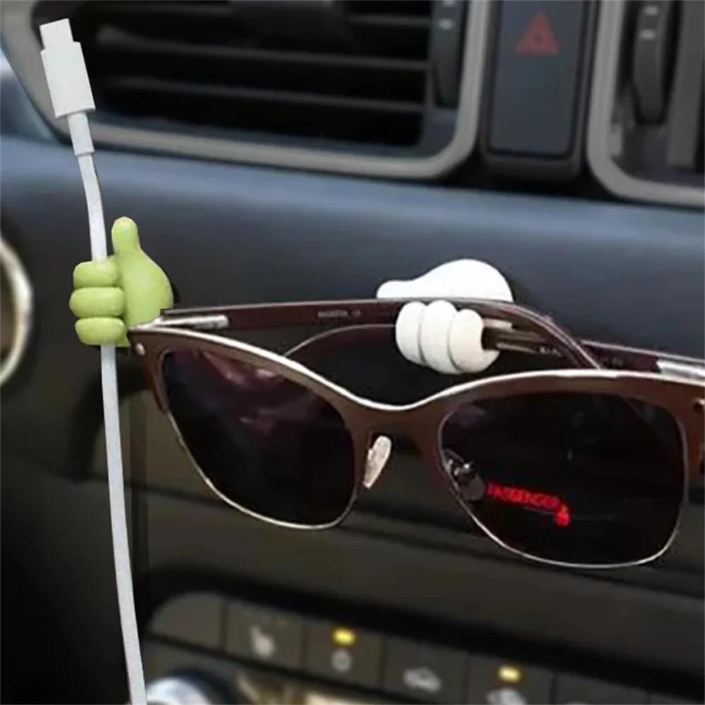2pcs Hand-shaped Rubber Holder Multifunctional Self Adhesive Mini Hook for Car Wire Data Line Glasses Keys Tower Organizer Hooks