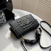 Trendy Crocodile Pattern Handbag, Top Ruched Handle Square Wallet for Women, Solid Color Textured Bag