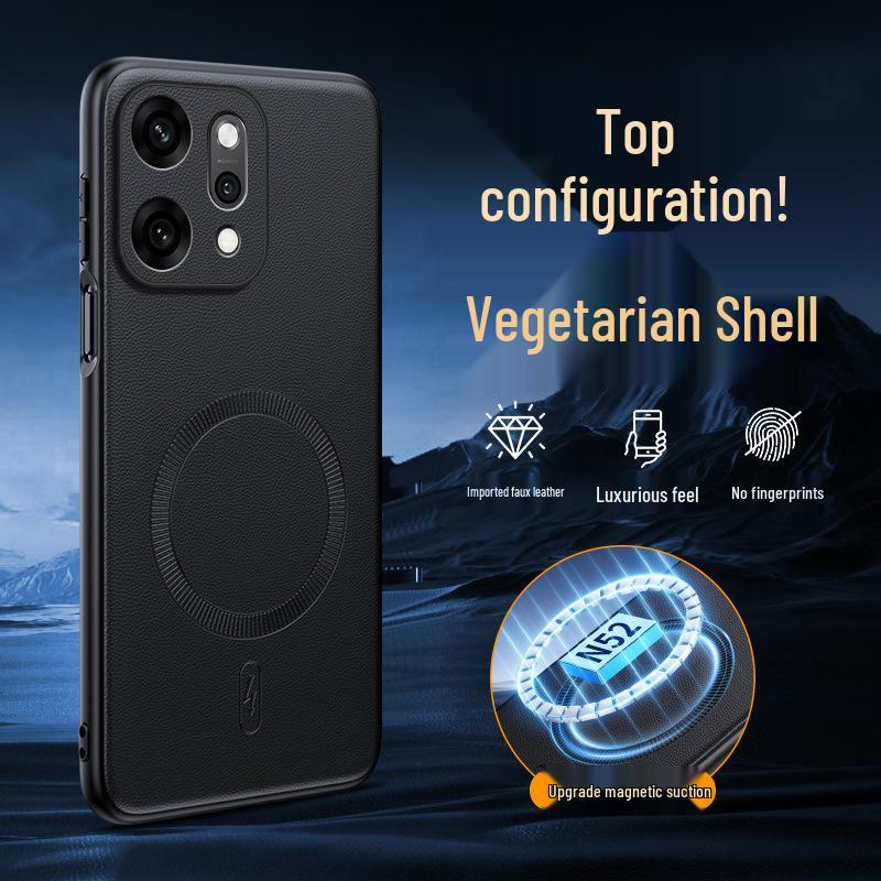 Vivox200/iQOO15/iQOO Z10 Leather Magnetic Drop-Proof Phone Case - Simple, Plain Design