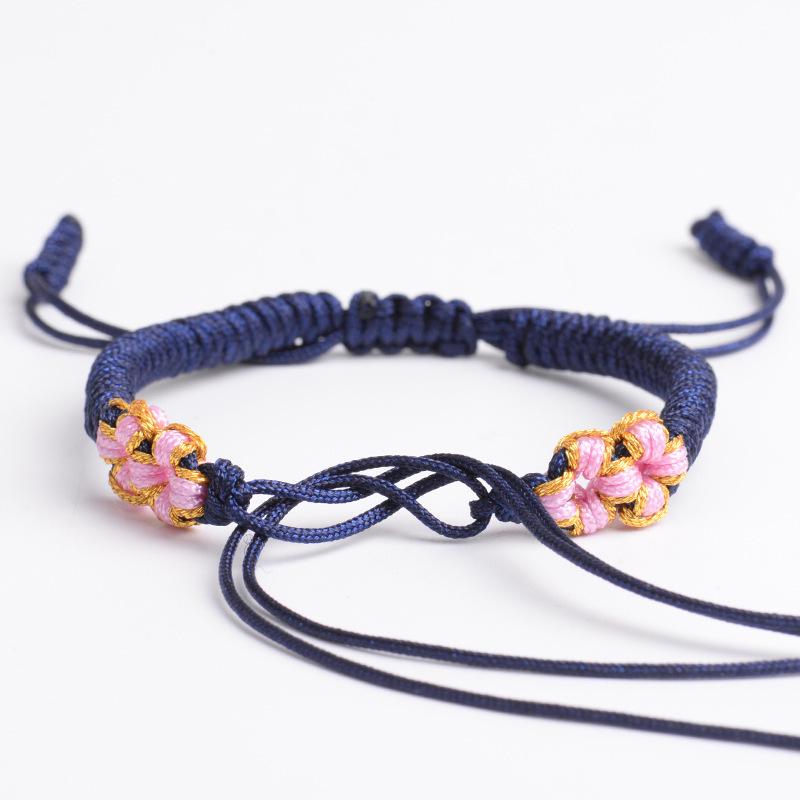 Ręcznie robiona tkana bransoletka z węzłem brzoskwiniowym na sznurku - DIY Szczęśliwy jadeitowy sznurek pleciony ręcznie w stylu chińskim