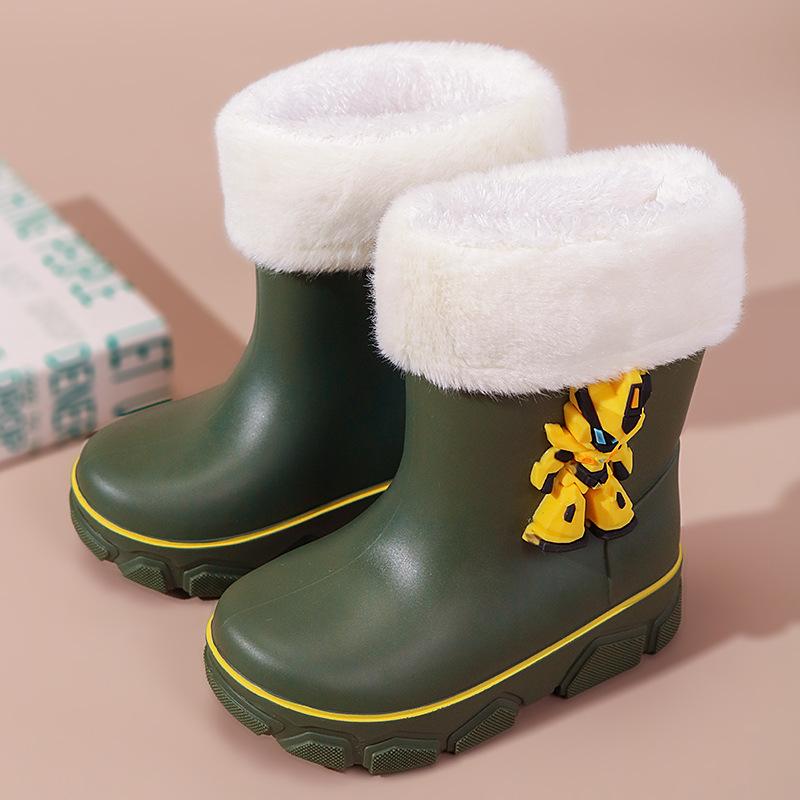 2025 pantofi de ploaie pentru copii, desene animate, rezistenți la uzură, călduroși din catifea și antiderapanți, pantofi de apă pentru școală, cizme de ploaie pentru copii mijlocii și mari