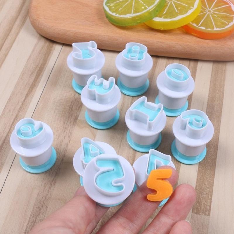 10PCS/Set Number Shaped Baking Handmade DIY Plastic Baking Pastry Mold Biscuit Fondant Cake Decorations Useful Kitchen Tools ZYF
