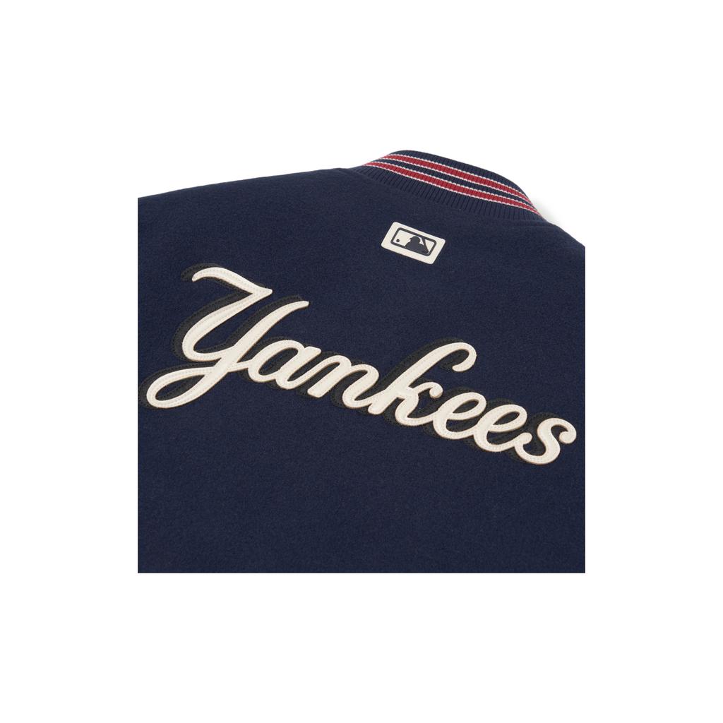 MLB Basic Logo Series New York Yankees Geometric Pattern Logo Embroidered Baseball Jacket Unisex jackets Blue White 3AJP38016-00NYD