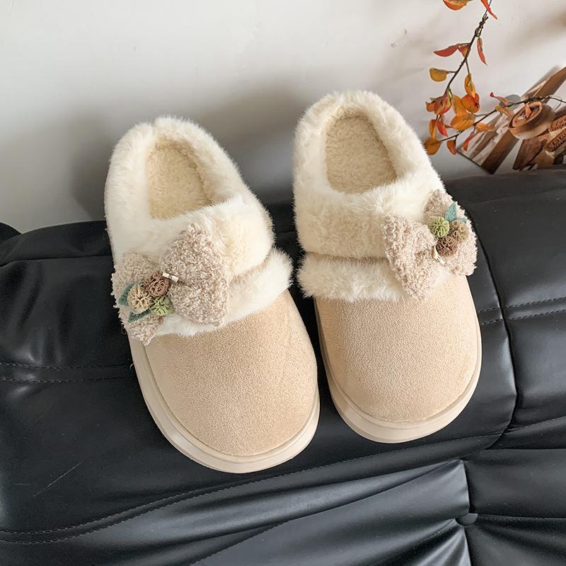 

Thick-soled fluffy slippers Baotou women s shoes outer wear 2025 autumn and winter home cotton shoes piled warm half slippers cotton slippers 36