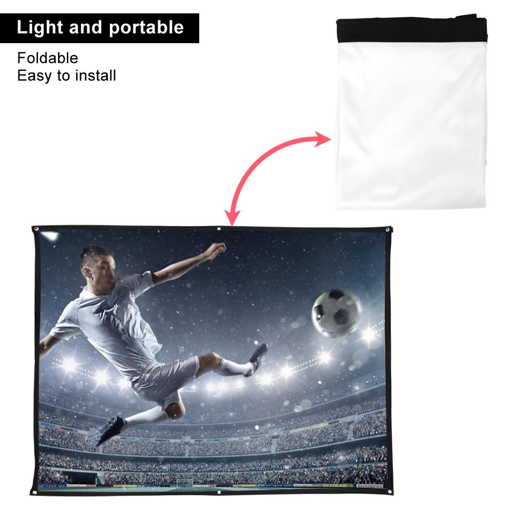 4:3 Thickened 100percent  Polyester Portable Foldable White Soft Projector Screen Curtain100 Inch