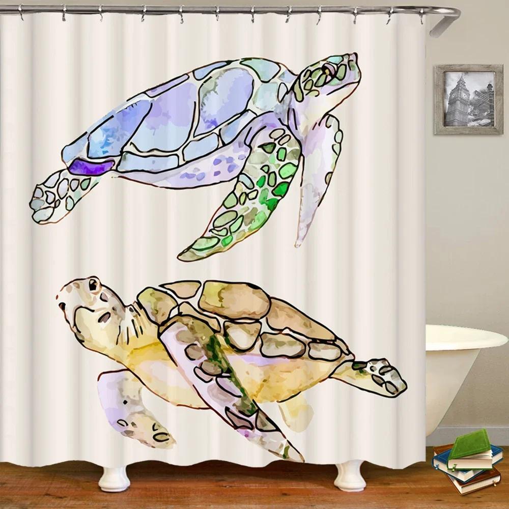 Creative Shower Curtains Printed Ocean Turtle Waterproof Bathroom Curtain Home Decor Polyester Bath Shower Curtain With Hooks