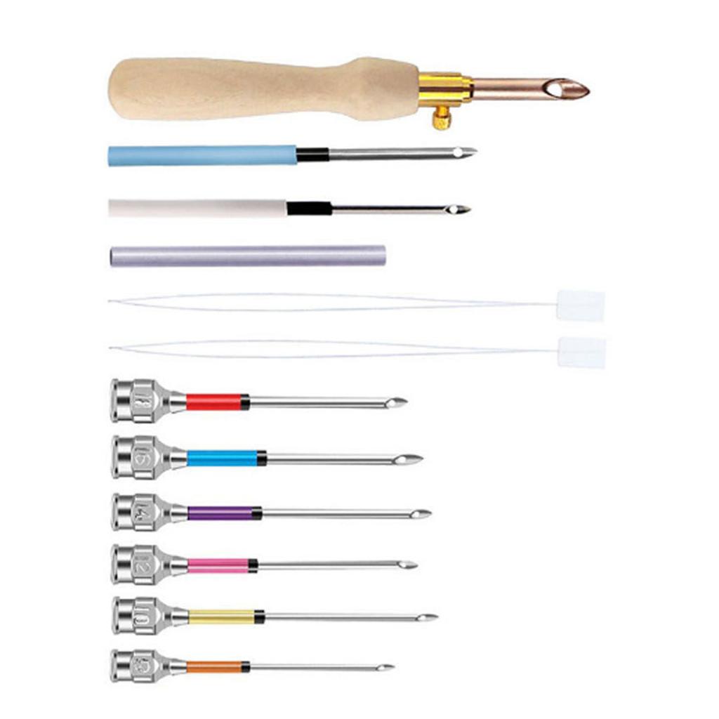 Punch Needle Set Punch Needle Tool with Seam Ripper Needle Threader for Beginner DIY Embroidery Floss Cross Stitching