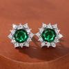 925 Sterling Silver Green CZ Stud Flower Earrings for Women Exquisite Versatile Wedding Jewelry GiftsGood product
