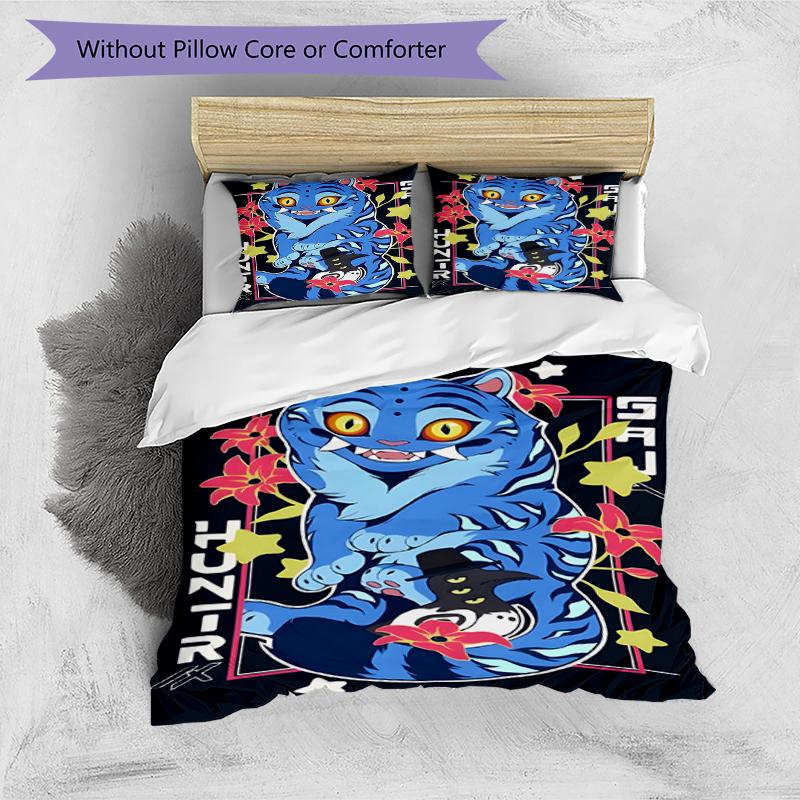 3pcs Kpop Demon Hunters Derpy Pattern Bedding Set Duvet Cover Set Includes Duvet Cover &pillowcases, Perfect All Season Bedroom Decoration & Gift
