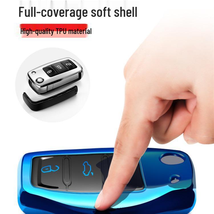 Volkswagen Key Case for Passat, Lavida, POLO, Bora, Tiguan, Sagitar - TPU Car Key Shell with Buckle