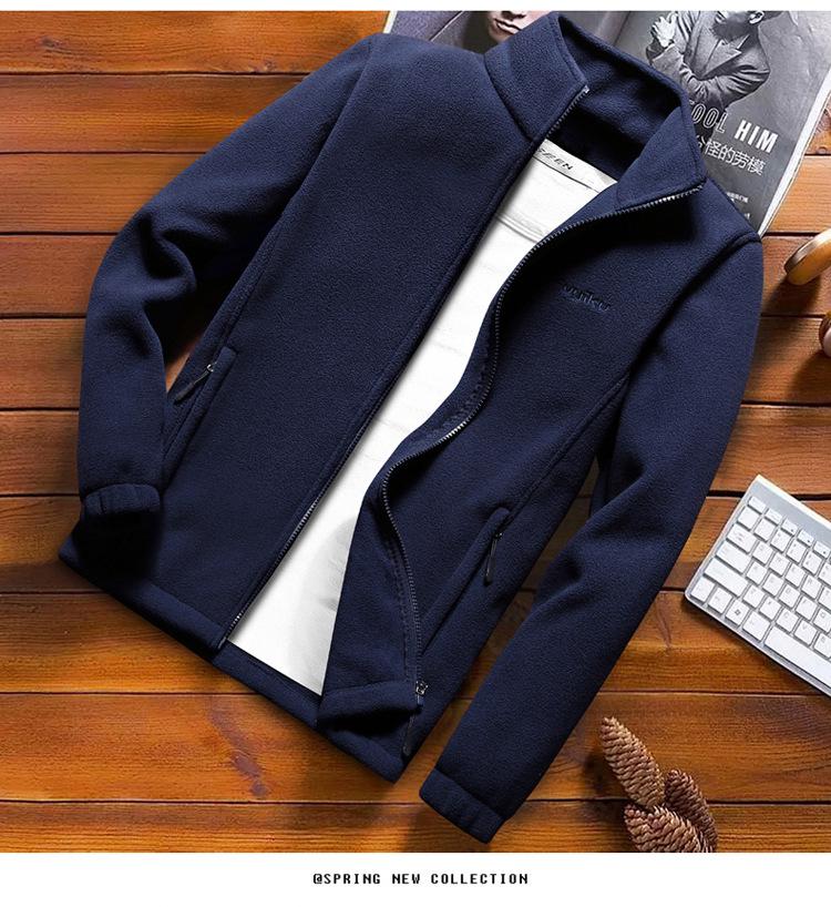 Men's Plus Size Thick Fleece-Lined Lambswool Winter Sweatshirt Jacket
