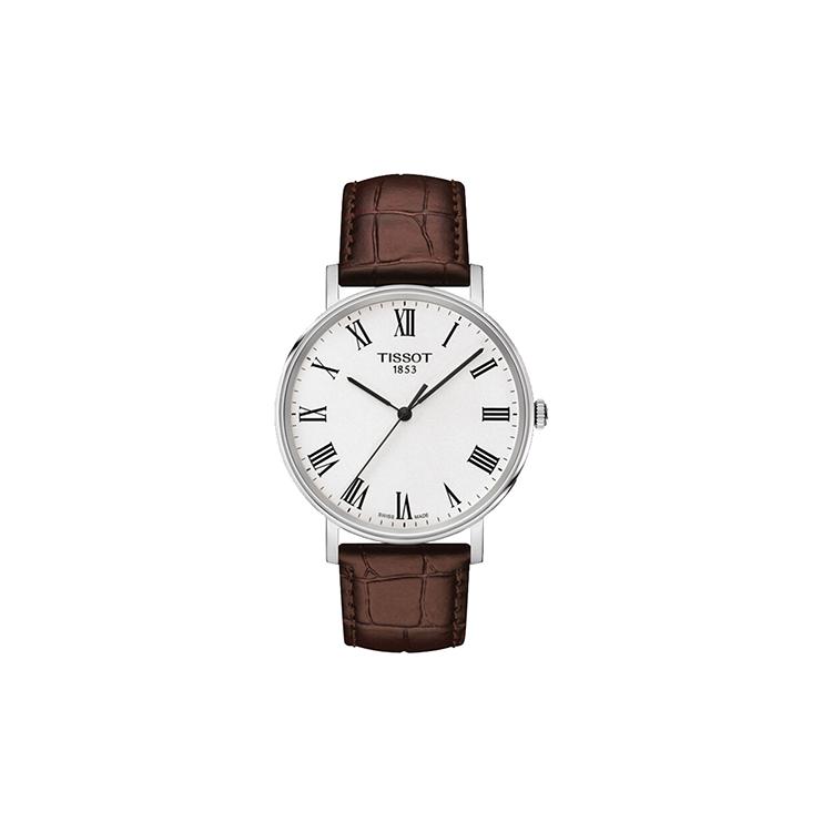 TISSOT Meishi Collection Quartz Movement Men s Watches Watch 38mm White Dial Stainless Steel Case Leather Strap T109.410.16.033.00 White