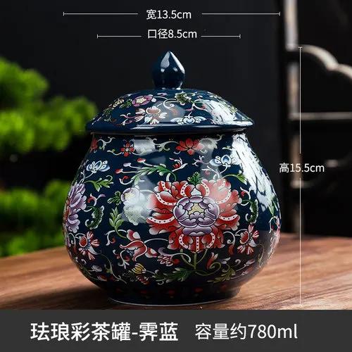 

Синий и белый фарфоровый герметичный кувшин, китайское украшение для дома, ящик для хранения чая, аксессуары для журнального столика в гостиной синий