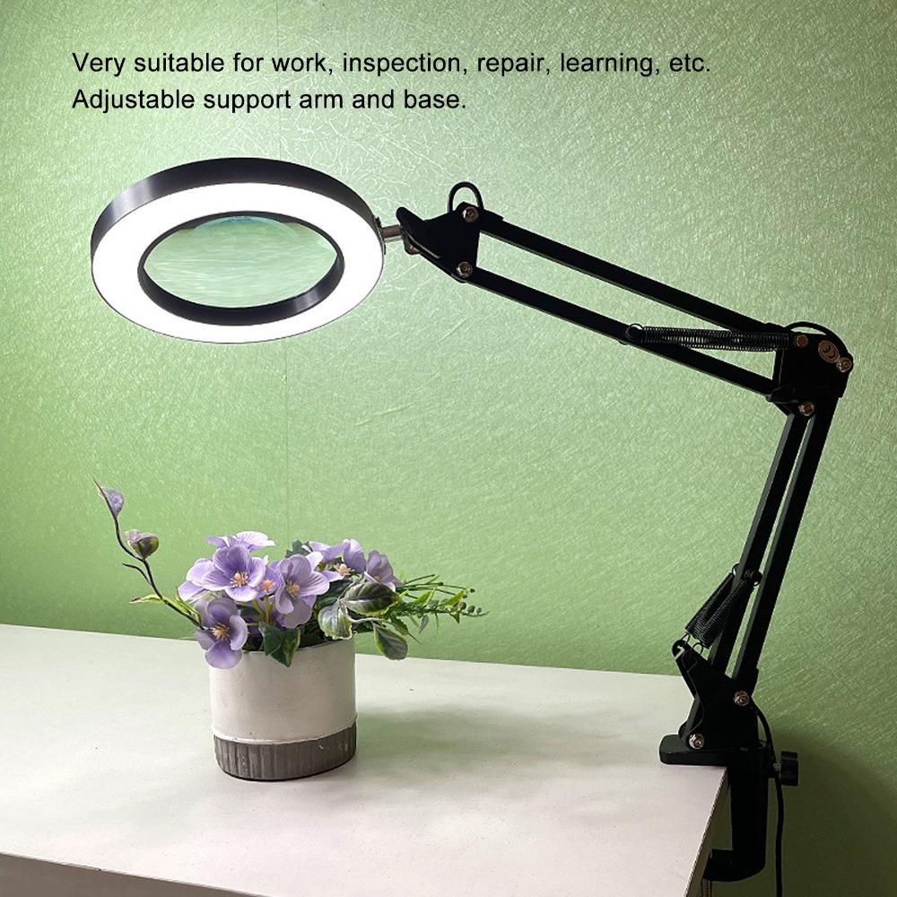 3 Colors 10X Magnifier Adjustable Desk Lamp With Clamp Magnifying Lamp Precision Work