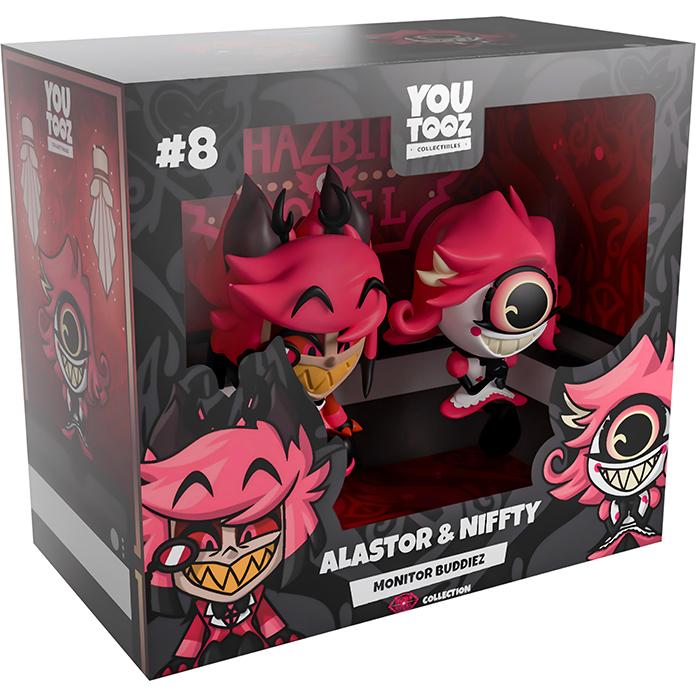 

2 шт. Оригинальная фигурка-игрушка Аластора из Hazbin Hotel, ПВХ модель, Коллекция Аластор и Ниффи, Чарли и Вагги, Кукла, Для подарка