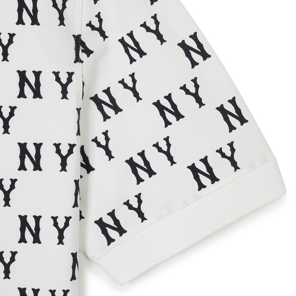 New MLB Presbyopia Polo Shirt Unisex Ivory White 3FPQM0143-50IVS