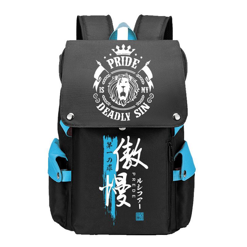 Anime Peripheral Backpack Anime Seven Deadly Sins Seven Original Sins Angry Arrogance School Bag Men'S Backpack