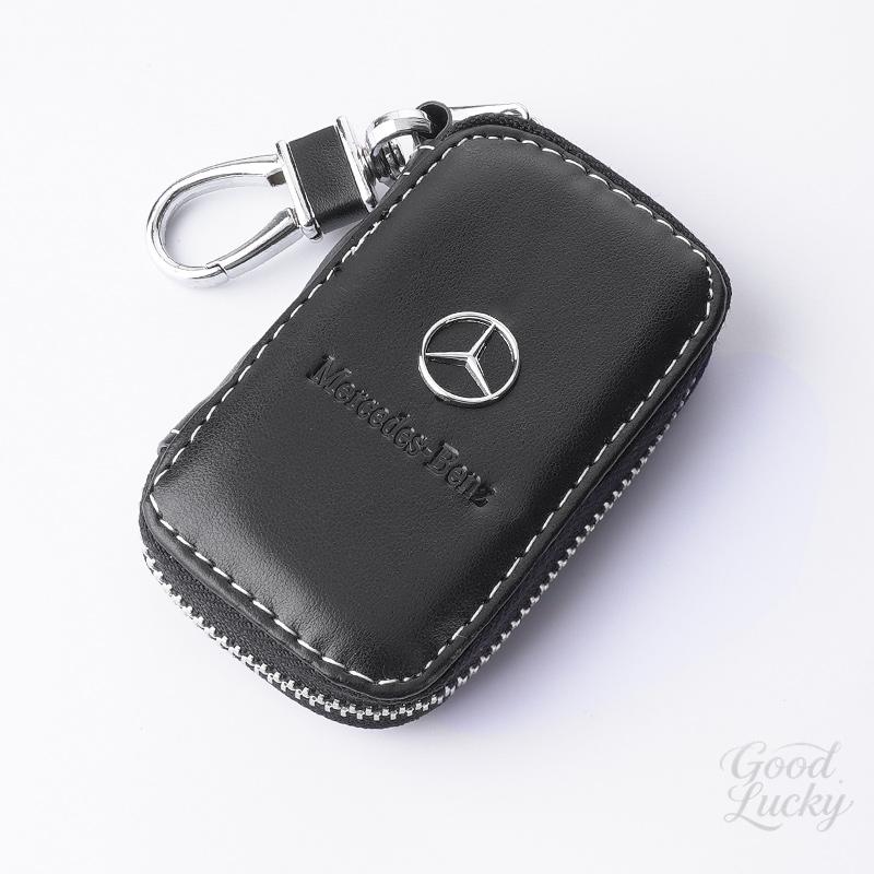Leather Car Key Case Key Wallet Zipper For Mercedes Benz A C E S G Class GLC CLE GLB GLS W177 W213 Auto Interior Accessorie VF6