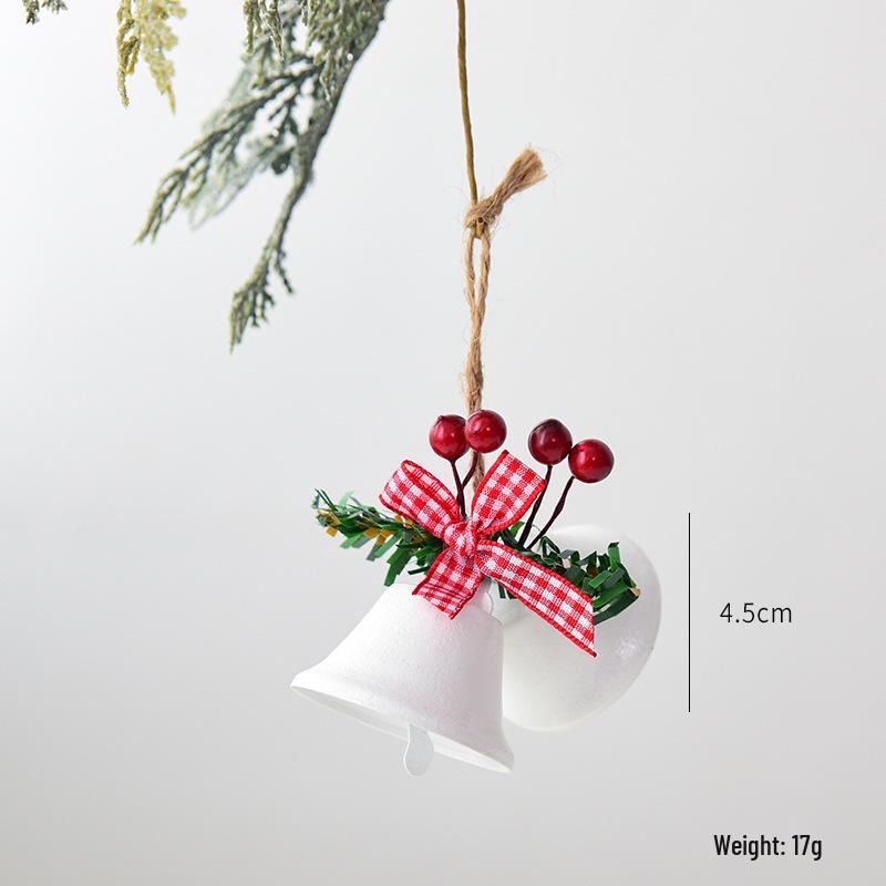 NUCHI Christmas Bow & Red Berry Bell Ornament - Iron Art Pendant for DIY Tree Decoration
