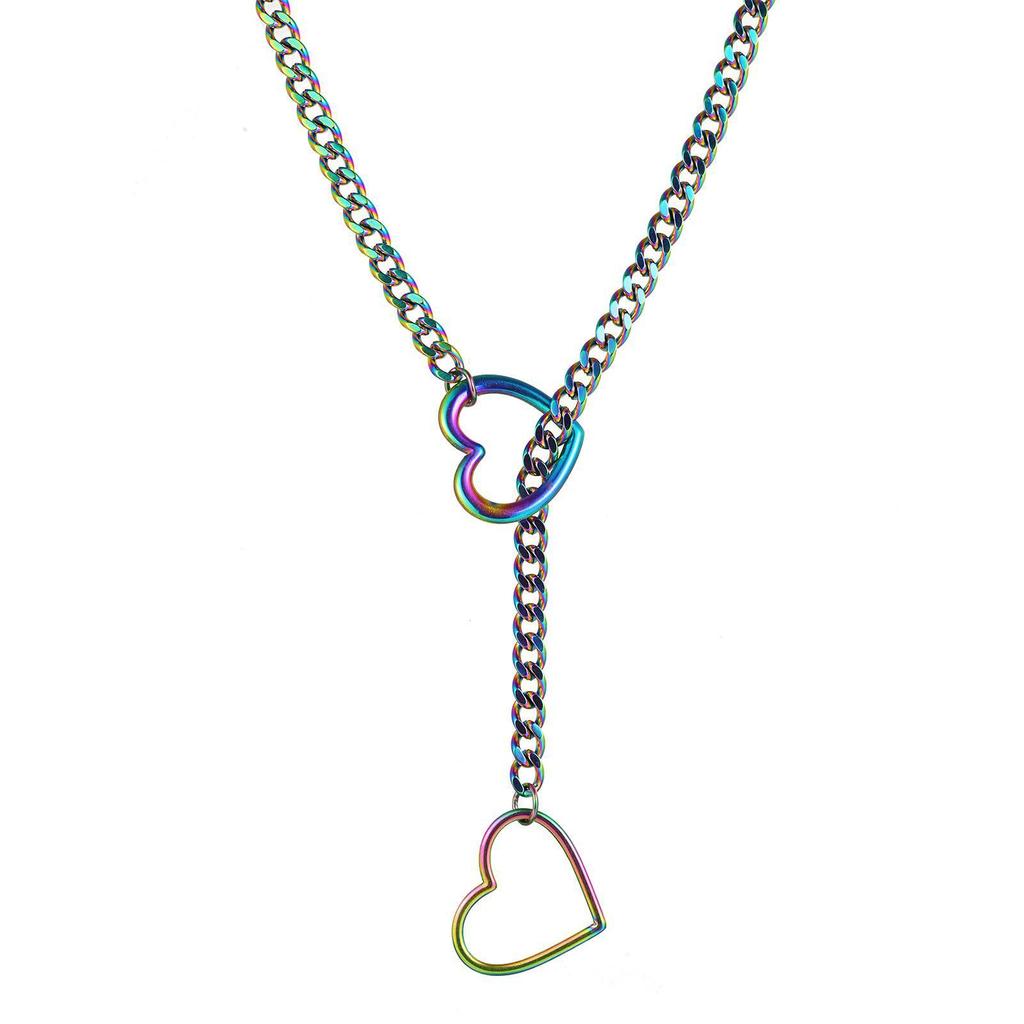Double Heart Punk Cuban Adjustable Women's Choker Necklace