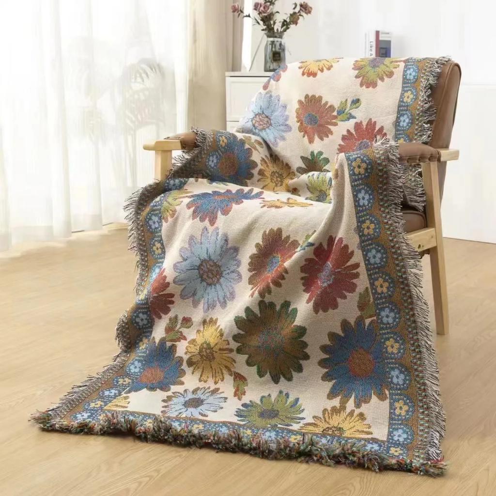 Thickened Knitted Tassel Cover Carpet, Multi Functional Thread Blanket for Sofa Bed and Car Use, 90 * 180cm Modern Cover Sofa