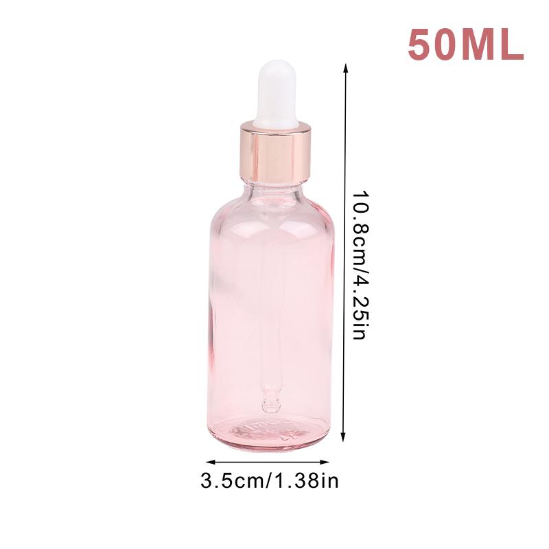 Dropper Bottles Refillable 5-100Ml Rose Lid Cosmetic Container Pink Glass Aromatherapy Liquid Pipette For Essential Massage