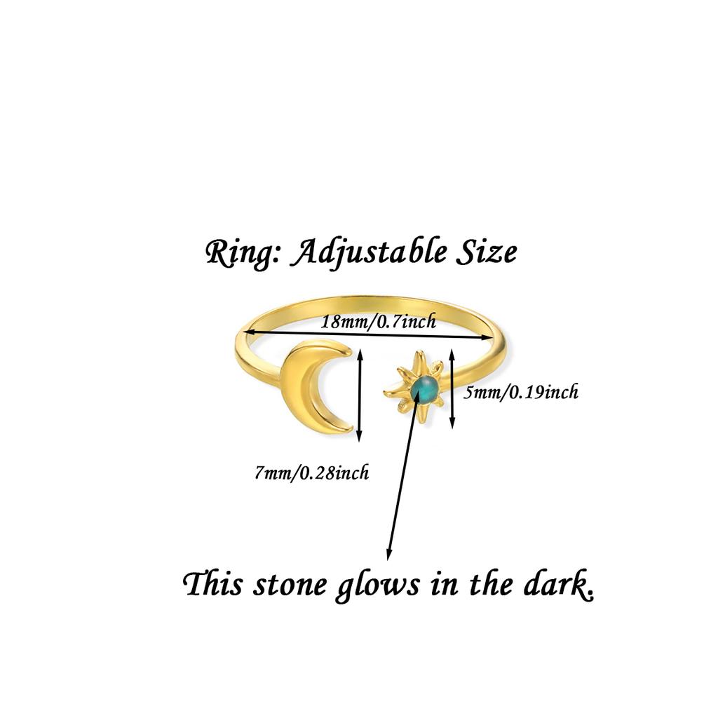 Glowstone Anillos Moon Sun Rings Elegant Women Vintage Gold Color Stainless Steel Mini Sunflower Ring Jewelry Christmas Gifts