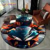 3D Retro Vintage Motorcycle Cartoon Round Area Carpet Rug for Living Room Bedroom Kid Playroom Decor,Pet Area Rug Non-slip Gift
