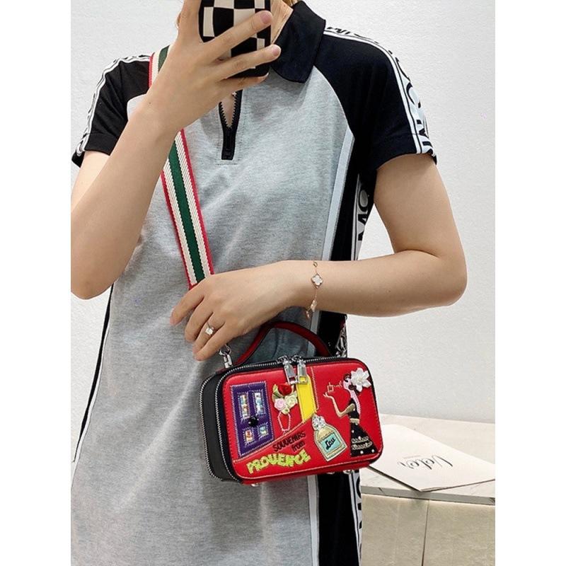 Bag Niche Design Women'S Bag Cartoon Embroidery Contrasting Color Handbag Women'S Creative Shoulder Messenger Bag Small Bag