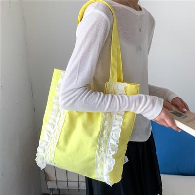 Large Capacity Canvas Bag Women's New Lace Shoulder Underarm Bag Tote Bag