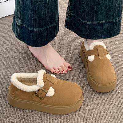 Thick-soled Snow Boots Women's 2025 New Winter Velvet Boken Shoes Thickened Wool Cotton Shoes Doudou Bread Shoes