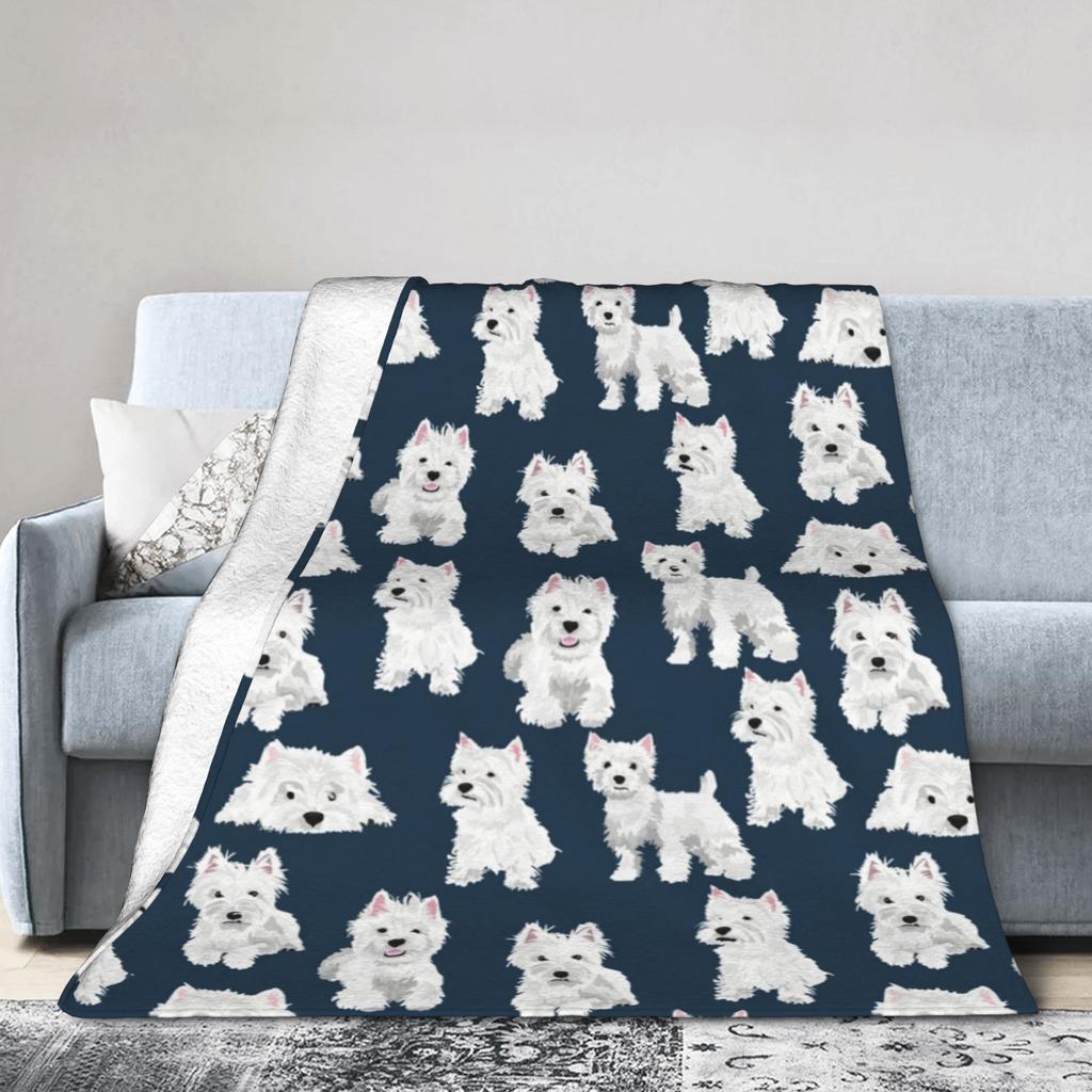 Westie Dog White Cute Animal Blankets Picnic Flannel Throw Blanket For Home Decor Warm Soft Custom Quality Bedspread Gift