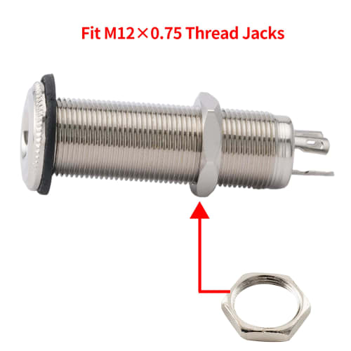 Musiclily Pro M12x0.75 Jack Nuts for Metric Guitar/Bass Cylinder Jacks, Nickel (Pack of 10)
