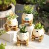 Faces Plant Pots Resin Cute Head Planter Chair Reading Succulents Pots Smile Faces Flower Pot for Succulents
