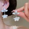 Silver Needle Rhinestone Pearl Flower Stud Earrings In Cool, Niche High-End Style for Women